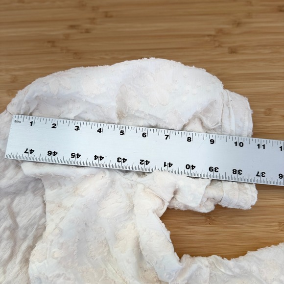 Zara‎ Floral Texture Peplum Top Womens Size S Puff Sleeve Blouse Cream - Picture 12 of 16